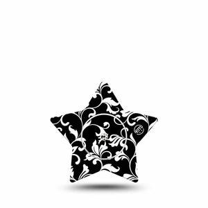 ExpressionMed Fleur de lis Freestyle Libre 2, Abbott Lingo, Star Shape Tape Single Sticker and Tape goth flower stems Plaster CGM Design