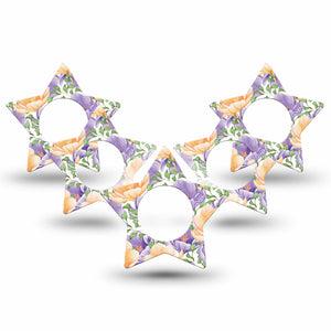 ExpressionMed Crocus Flowers Freestyle Libre 2 Star Shape 5-Pack Plaster CGM Design, Abbott Lingo