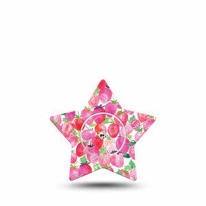 ExpressionMed Strawberry Crush Freestyle Libre 2 Star Shape Tape, Abbott Lingo,  Single Tape and Single Sticker Pinky Strawberries Adhesive Tape CGM Design