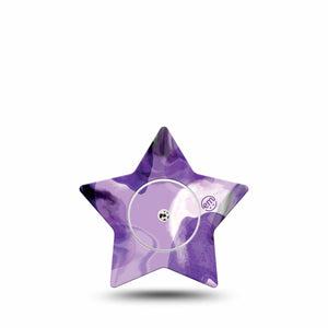 ExpressionMed Purple Storm Freestyle Libre Overpatch, Abbott Lingo, Star Shape Tape Single Sticker and Tape cloudy purples Plaster CGM Design