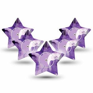 ExpressionMed Purple Storm Freestyle Libre 2 Star Shape Tape, Abbott Lingo, 5-Pack Tape and 5-Pack Sticker purple swirly cloud Plaster CGM Design