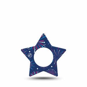 ExpressionMed Night Sky Celebration Freestyle Libre 2 Star Shape Tape Abbott Lingo, Star Shape Tape Single Adhesive Tape CGM Design