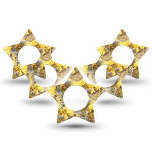 ExpressionMed Fall Camo Freestyle Libre 3 Star Shape Tape 5-Pack Yellow Leaf Camo Gear Patch CGM Design