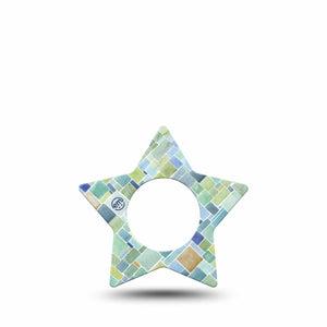 ExpressionMed Watercolor Geometrics Freestyle Libre 2 Star Shape Tape, Abbott Lingo, Single Mismatch Checkered Tile Adhesive Tape CGM Design