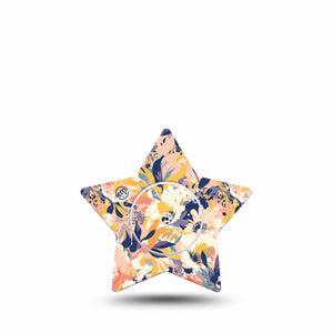 ExpressionMed Tinted Blooms Freestyle Libre 2 Star Shape Tape, Abbott Lingo,  Single Tape and Single Sticker Artistic Flower Painting Adhesive Tape CGM Design