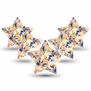 ExpressionMed Tinted Blooms Freestyle Libre 2 Star Shape Tape, Abbott Lingo, 5-Pack Tape and 5-Pack Sticker Soft Color Palette Flower Painting Adhesive Tape CGM Design