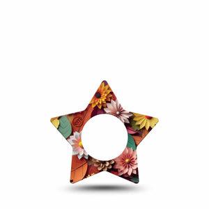 ExpressionMed 3D Floral Freestyle Libre 2 Star Shape Tape, Abbott Lingo, Single Tape Fall Inspired 3D Art, Adhesive Tape CGM Design