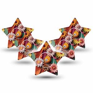 ExpressionMed 3D Floral Freestyle Libre 2 Star Shape Tape, Abbott Lingo,  5-Pack Tape and 5-Pack Sticker Flower Art Models, Adhesive Tape CGM Design