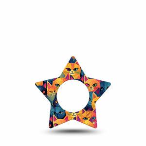 ExpressionMed Catorama Freestyle Libre 2 Star Shape Tape, Abbott Lingo,  Single Tape Mix Of Blue And Orange Cats Adhesive Tape CGM Design