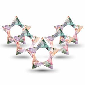 ExpressionMed Flower Clouds Freestyle Libre 2 Star Shape Tape, Abbott Lingo, 5-Pack Tape Gauzy-Like Floral Petals, Adhesive Tape CGM Design