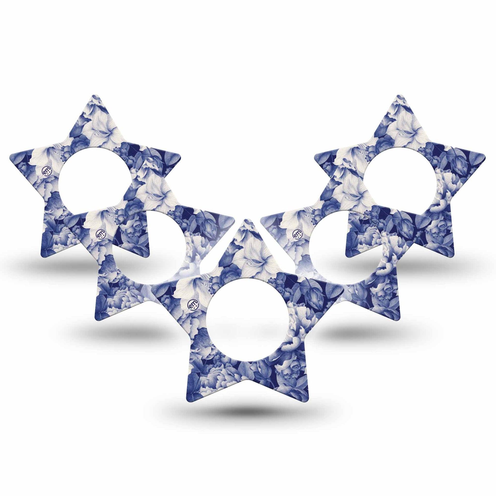 ExpressionMed Moody Blues Freestyle Libre 2 Star Shape Tape, Abbott Lingo,  5-Pack Tape Stony Blue Florals, Adhesive Tape CGM Design