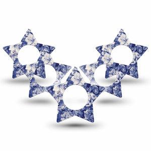 ExpressionMed Moody Blues Freestyle Libre 2 Star Shape Tape, Abbott Lingo,  5-Pack Tape Stony Blue Florals, Adhesive Tape CGM Design