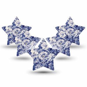 ExpressionMed Moody Blues Freestyle Libre 2 Star Shape Tape, Abbott Lingo, 5-Pack Tape and 5-Pack Sticker Stormy Inspired Floral Blooms, Adhesive Tape CGM Design