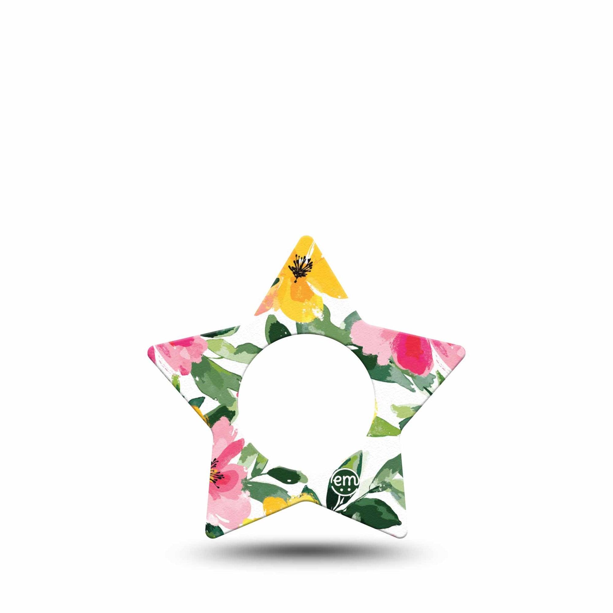 ExpressionMed Lemonade Flowers Freestyle Libre 2 and Libre 2 Plus Star Shape Tape, Abbott Lingo,  Single Tape Lemonade Inspired Flowers, Adhesive Tape CGM Design