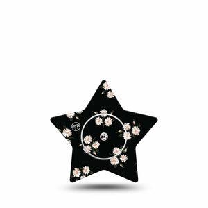 ExpressionMed Black Daisies Freestyle Libre 2 and Libre 2 Plus Star Shape Tape, Abbott Lingo,  Single Tape and Single Sticker Fresh White Daisies, Adhesive Tape CGM Design