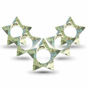 ExpressionMed Cactus Freestyle Libre 2 and Libre 2 Plus Star Shape Tape, Abbott Lingo, 5-Pack Tape Summer Cactus Plants, Adhesive Tape CGM Design