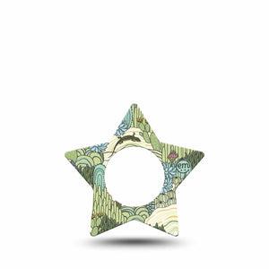 ExpressionMed Cactus Freestyle Libre 2 and Libre 2 Plus Star Shape Tape, Abbott Lingo, Single Tape Green Teal Cactus Plants And Flowers, Adhesive Tape CGM Design