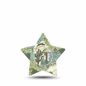 ExpressionMed Cactus Freestyle Libre 2 and Libre 2 Plus Star Shape Tape, Abbott Lingo, Single Tape and Single Sticker Bright Pastel Cactus Garden, Adhesive Tape CGM Design
