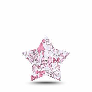 ExpressionMed Bows and Ribbons Freestyle Libre 2 and Libre 2 Plus Star Shape Tape, Abbott Lingo,  Single Tape and Single Sticker Delicate Pink Bows, Adhesive Tape CGM Design
