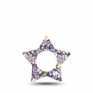 ExpressionMed Purple and Pink Flowers Freestyle Libre 2 and Libre 2 Plus Star Shape Tape, Abbott Lingo, Single Tape Cute Rose Daisy Blossoms, Adhesive Tape CGM Design