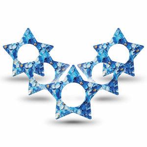 ExpressionMed Blue Paint Freestyle Libre 2 and Libre 2 Plus Star Shape Tape, Abbott Lingo, 5-Pack Tape Textured Paint Flowers, Adhesive Tape CGM Design
