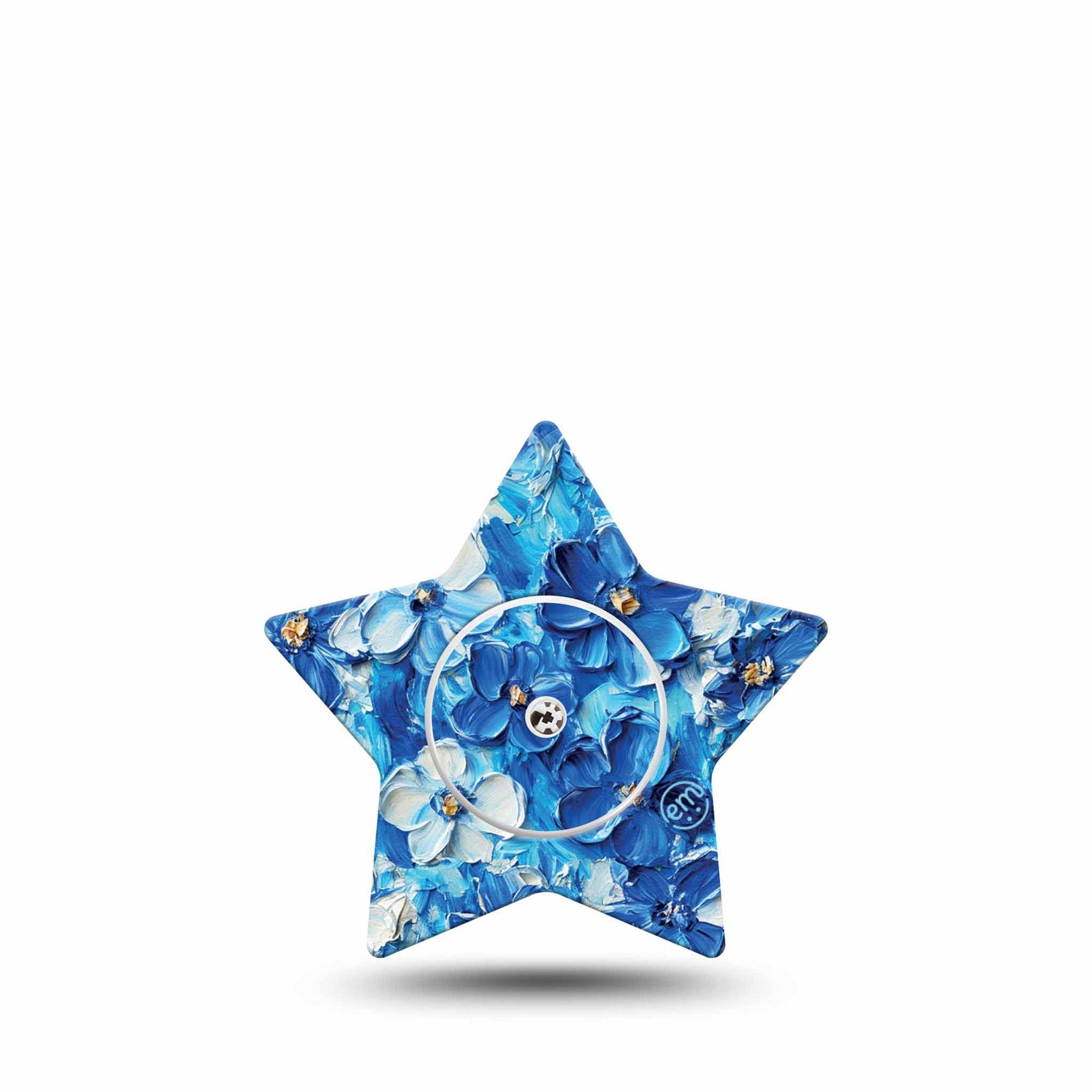 ExpressionMed Blue Paint Freestyle Libre 2 and Libre 2 Plus Star Shape Tape, Abbott Lingo, Single Tape and Single Sticker Spring Textured Paint Daisies, Adhesive Tape CGM Design