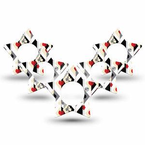 ExpressionMed Playing Cards Freestyle Libre 2 and Libre 2 Plus Star Shape Tape, Abbott Lingo,  5-Pack Tape Classic French Playing Cards, Adhesive Tape CGM Design