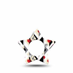 ExpressionMed Playing Cards Freestyle Libre 2 and Libre 2 Plus Star Shape Tape, Abbott Lingo, Single Tape Classic French Playing Cards, Adhesive Tape CGM Design