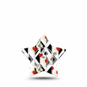 ExpressionMed Playing Cards Freestyle Libre 2 and Libre 2 Plus Star Shape Tape, Abbott Lingo,  Single Tape and Single Sticker Classic French Playing Cards, Adhesive Tape CGM Design