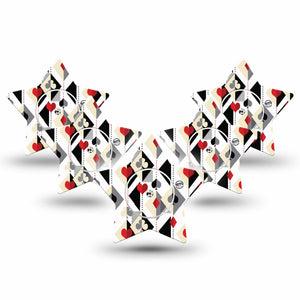 ExpressionMed Playing Cards Freestyle Libre 2 and Libre 2 Plus Star Shape Tape, Abbott Lingo, 5-Pack Tape and 5-Pack Sticker Classic French Playing Cards, Adhesive Tape CGM Design