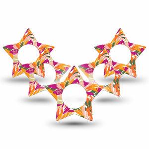 ExpressionMed Retro Brush Stroke Freestyle Libre 2 and Libre 2 Plus Star Shape Tape, Abbott Lingo, 5-Pack Tape Spring Plant-Inspired Art, Adhesive Tape CGM Design