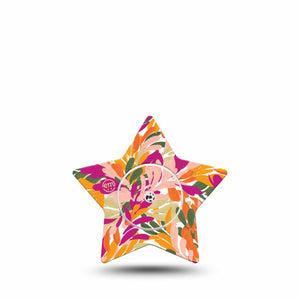 ExpressionMed Retro Brush Stroke Freestyle Libre 2 and Libre 2 Plus Star Shape Tape, Abbott Lingo, Single Tape and Single Sticker Feather-Like Brush Stroke Print, Adhesive Tape CGM Design