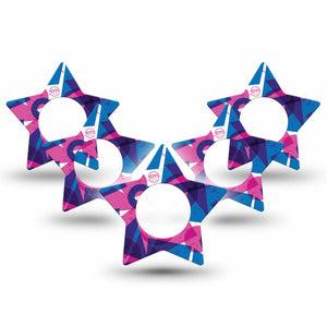 ExpressionMed Retro Brush Stroke Freestyle Libre 2 and Libre 2 Plus Star Shape Tape, Abbott Lingo, 5-Pack Tape Fun Geometric Shapes, Adhesive Tape CGM Design