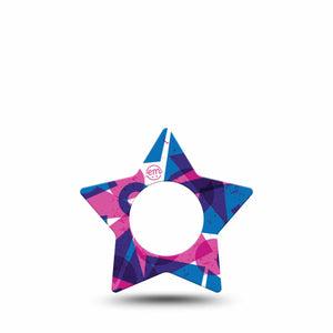 ExpressionMed Violet Vortex Freestyle Libre 2 and Libre 2 Plus Star Shape Tape, Abbott Lingo, Single Tape Circle Square Triangle Print, Adhesive Tape CGM Design