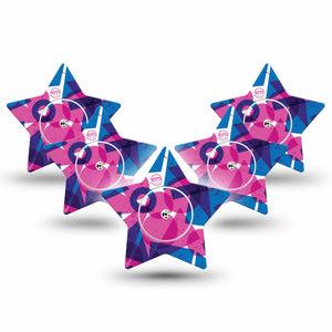 ExpressionMed Retro Brush Stroke Freestyle Libre 2 and Libre 2 Plus Star Shape Tape, Abbott Lingo, 5-Pack Tape and 5-Pack Sticker Fun Geometric Shapes, Adhesive Tape CGM Design
