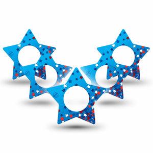 ExpressionMed Confetti Stars Freestyle Libre 2 and Libre 2 Plus Star Shape Tape, Abbott Lingo, 5-Pack Tape Fun Explosive Confetti Stars, Adhesive Tape CGM Design