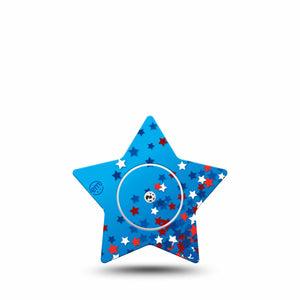ExpressionMed Confetti Stars Freestyle Libre 2 and Libre 2 Plus Star Shape Tape, Abbott Lingo, Single Tape and Single Sticker Fun Explosive Confetti Stars, Adhesive Tape CGM Design