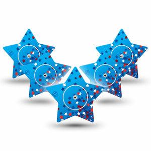 ExpressionMed Confetti Stars Freestyle Libre 2 and Libre 2 Plus Star Shape Tape, Abbott Lingo, 5-Pack Tape and 5-Pack Sticker Fun Explosive Confetti Stars, Adhesive Tape CGM Design