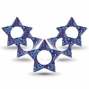 ExpressionMed Independence Paisley Freestyle Libre 2 and Libre 2 Plus Star Shape Tape, Abbott Lingo, 5-Pack Tape Classic Paisley Pattern, Adhesive Tape CGM Design