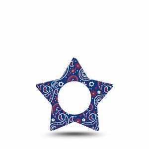 ExpressionMed Independence Paisley Freestyle Libre 2 and Libre 2 Plus Star Shape Tape, Abbott Lingo,  Single Tape Fun Summer Paisley, Adhesive Tape CGM Design