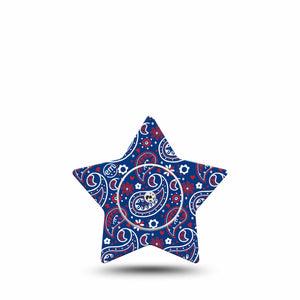 ExpressionMed Independence Paisley Freestyle Libre 2 and Libre 2 Plus Star Shape Tape, Abbott Lingo, Single Tape and Single Sticker Classic Paisley Pattern, Adhesive Tape CGM Design