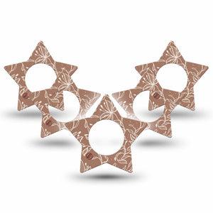 ExpressionMed Mocha Mousse Lace Freestyle Libre 2 and Libre 2 Plus Star Shape Tape, Abbott Lingo, 5-Pack Tape Pantone Neutral Mousse, Adhesive Tape CGM Design