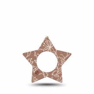 ExpressionMed Mocha Mousse Lace Freestyle Libre 2 and Libre 2 Plus Star Shape Tape, Abbott Lingo, Single Tape 2025 Color Trend, Adhesive Tape CGM Design