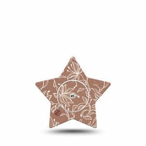 ExpressionMed Mocha Mousse Lace Freestyle Libre 2 and Libre 2 Plus Star Shape Tape, Abbott Lingo, Single Tape and Single Sticker 2025 Color Trend, Adhesive Tape CGM Design