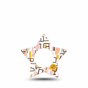 ExpressionMed Squiggles Freestyle Libre 2 and Libre 2 Plus Star Shape Tape, Abbott Lingo, Single Tape, Fun Pink Yellow Pattern, Adhesive Tape CGM Design