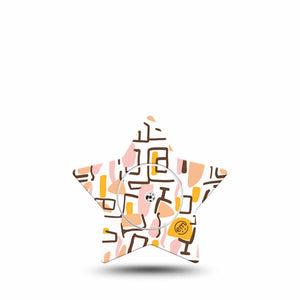 ExpressionMed Squiggles Freestyle Libre 2 and Libre 2 Plus Star Shape Tape, Abbott Lingo, Single Tape and Single Sticker Fun Pink Yellow Pattern, Adhesive Tape CGM Design