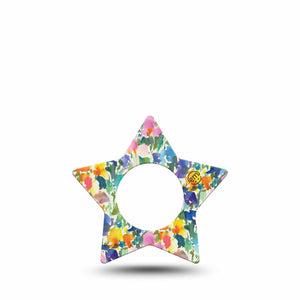 ExpressionMed Summer Fling Freestyle Libre 2 and Libre 2 Plus Star Shape Tape, Abbott Lingo, Single Tape Airy Vibe Flowers, Adhesive Tape CGM Design