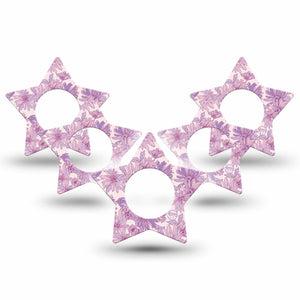 ExpressionMed Purple Daisy Freestyle Libre 2 and Libre 2 Plus Star Shape Tape, Abbott Lingo, 5-Pack Tape Cute Purple Daisies, Adhesive Tape CGM Design