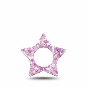 ExpressionMed Purple Daisy Freestyle Libre 2 and Libre 2 Plus Star Shape Tape, Abbott Lingo, Single Tape Lilac Daisy Garden, Adhesive Tape CGM Design