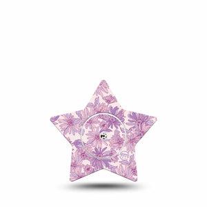 ExpressionMed Purple Daisy Freestyle Libre 2 and Libre 2 Plus Star Shape Tape, Abbott Lingo, Single Tape and Single Sticker Lilac Daisy Garden, Adhesive Tape CGM Design
